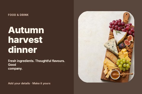 Autumn harvest dinner postcard template