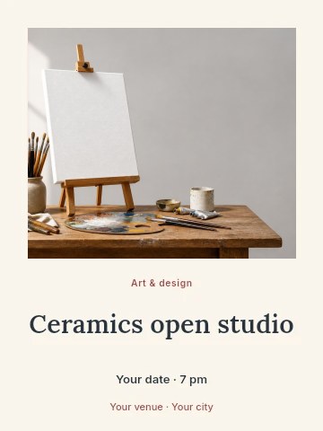 Ceramics open studio poster template