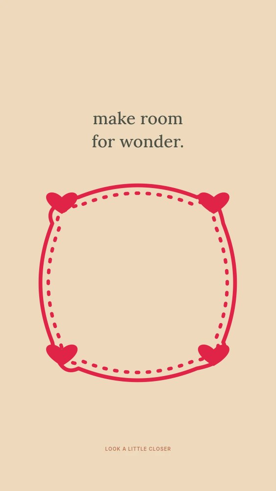 Scallop frame · heart ornaments and dotted border in Make room for wonder · Abstract wallpaper