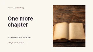 Open vintage book with empty pages in Reading photo announcement · Horizontal photo dialogue