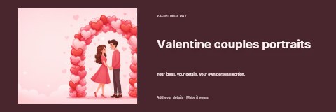 Valentine couples portraits banner template