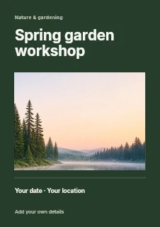 Serene forest lake at dawn in Spring garden workshop · Title & photograph