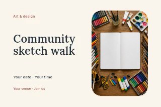 Community sketch walk postcard template · Horizontal photo dialogue