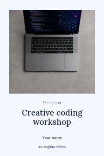 Top view of laptop coding interface in Creative coding workshop · Quiet photo gallery