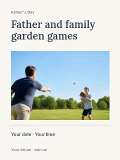 Father and family garden games poster template · Title & photograph