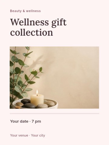 Relaxing spa stones and candle setup in Wellness gift collection poster template
