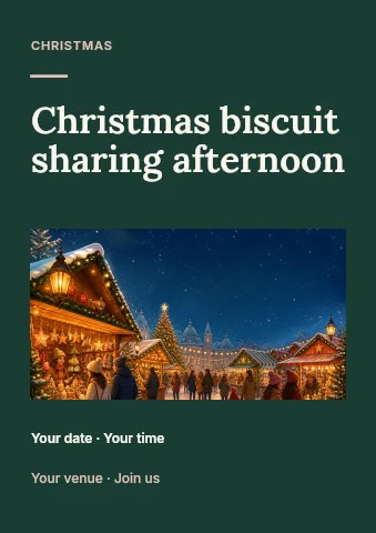 Christmas biscuit sharing afternoon flyer template · Picture window