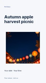 Colorful lanterns at night festival in Autumn apple harvest picnic instagram story · Modern programme