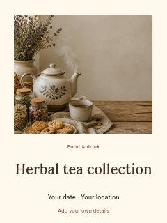 Rustic tea setup with cookies and herbs in Herbal tea collection · Quiet photo gallery