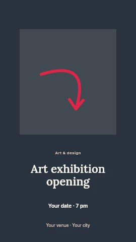 South-east arc arrow · open head in Art exhibition opening instagram story template