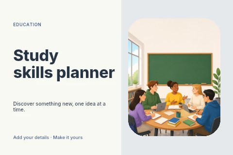 Study skills planner postcard template
