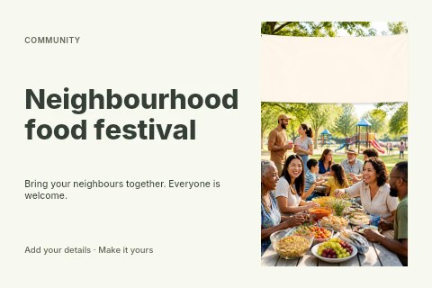 Neighbourhood food festival postcard template