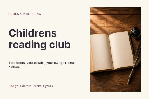 Childrens reading club postcard template