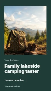 Family lakeside camping taster instagram story template · Gallery editorial