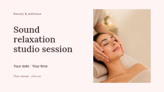 Sound relaxation studio session presentation cover template · Horizontal photo dialogue