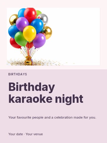 Birthday karaoke night invitation template