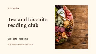 Tea and biscuits reading club youtube thumbnail template · Horizontal photo dialogue