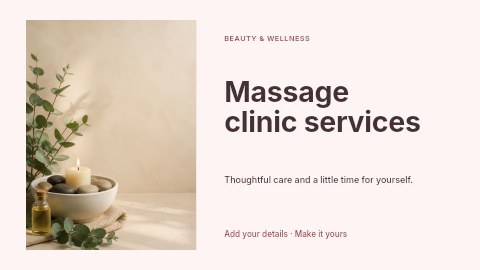 Relaxing spa stones and candle setup in Massage clinic services youtube thumbnail template