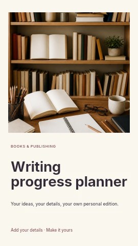 Writing progress planner instagram story template