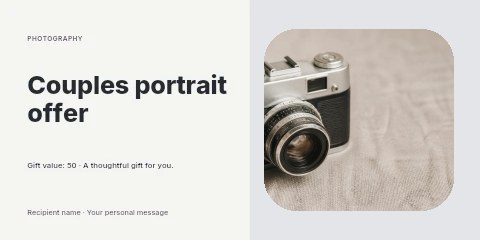 Couples portrait offer gift voucher template