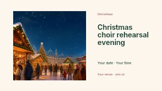 Christmas choir rehearsal evening presentation cover template · Horizontal photo dialogue