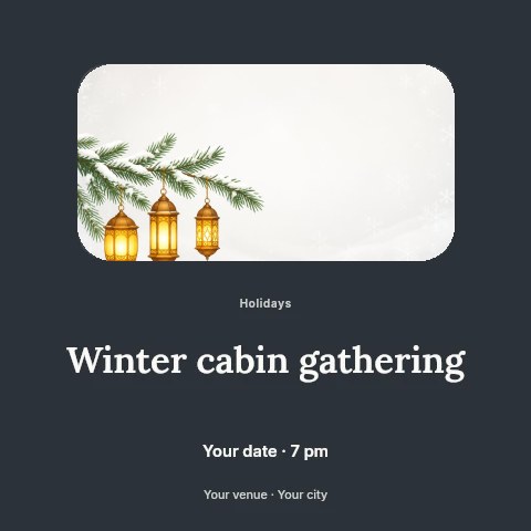 Winter cabin gathering social media post template