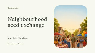 Neighbourhood seed exchange youtube thumbnail template · Horizontal photo dialogue