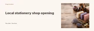 Local stationery shop opening banner template · Horizontal photo dialogue