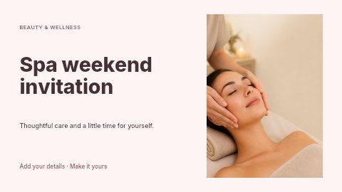 Spa weekend invitation youtube thumbnail template