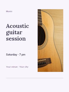 Acoustic guitar session greeting card template · Split portrait