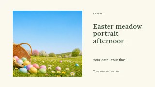 Easter meadow portrait afternoon presentation cover template · Horizontal photo dialogue