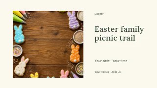 Easter family picnic trail presentation cover template · Horizontal photo dialogue