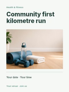 Community first kilometre run poster template · Title & photograph
