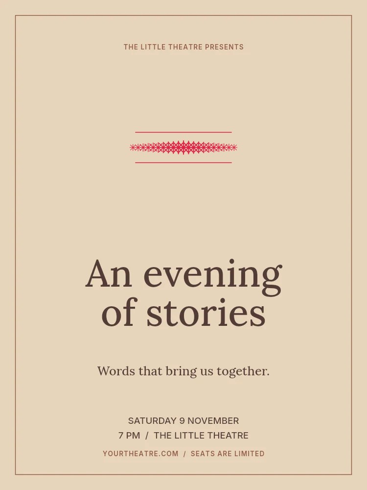 Fan divider · 21 motifs in a tapered in An evening of stories · Theatre poster