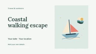 Sailboat on a calm coastal day in Coastal walking escape · Horizontal photo dialogue