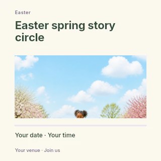 Children Easter egg hunt in spring park in Easter spring story circle social media post · Title & photograph