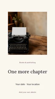 Vintage black typewriter on wooden table in Reading photo announcement · Picture window