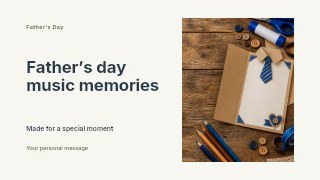 Father’s Day music memories presentation cover template · Horizontal photo dialogue