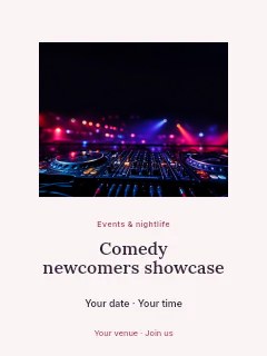 Comedy newcomers showcase poster template · Picture window