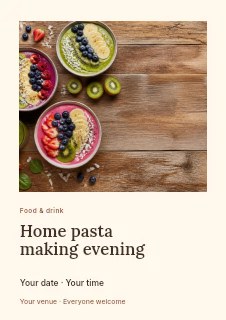 Home pasta making evening flyer template · Gallery editorial