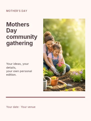 Mothers Day community gathering invitation template