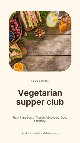 Vegetarian supper club instagram story template
