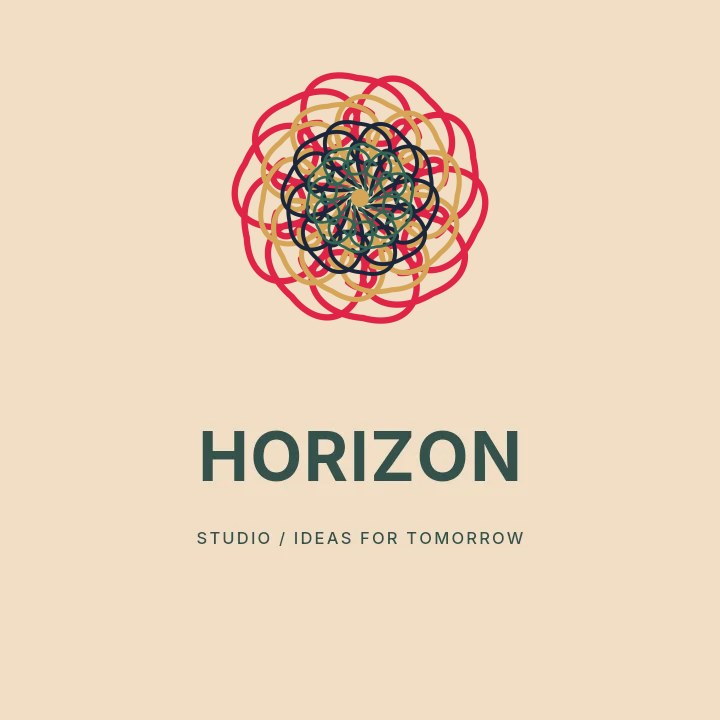 Spiral rosette · 10-fold symmetry and 4 layers in Horizon studio · Illustrated logo