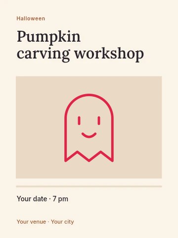 Friendly Halloween ghost · Outline in Pumpkin carving workshop invitation template