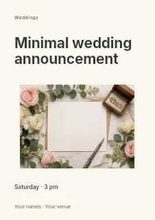 Minimal wedding announcement flyer template · Modern programme
