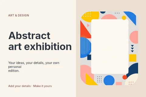 Colorful geometric abstract frame in Abstract art exhibition postcard template