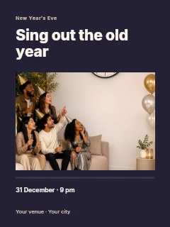 New Year’s Eve karaoke photo layout poster template · Title & photograph