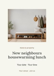 New neighbours housewarming lunch flyer template · Picture window