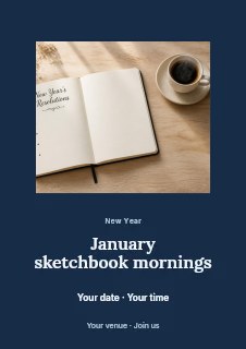 January sketchbook mornings flyer template · Picture window