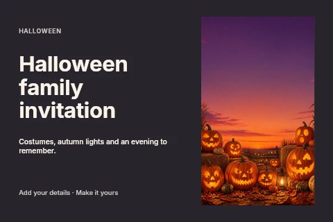 Halloween family invitation postcard template